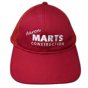 OTTO Baseball Cap Red White OS Strapback Aaron Marts Construction Embroidered